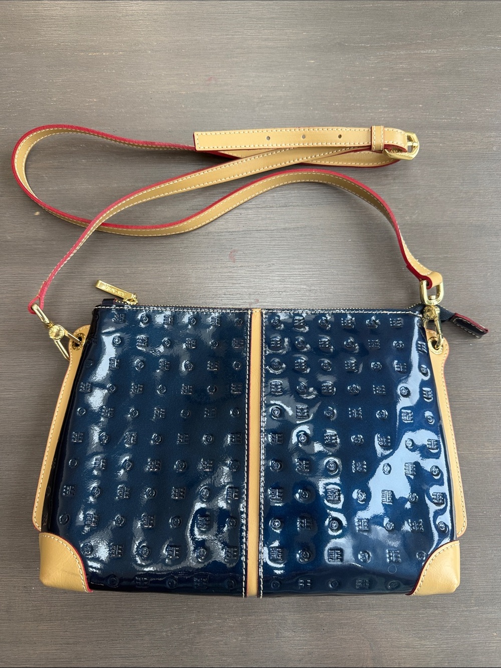 Arcadia Blue Patent Leather Satchel – Made in Italy – Genuine Leather